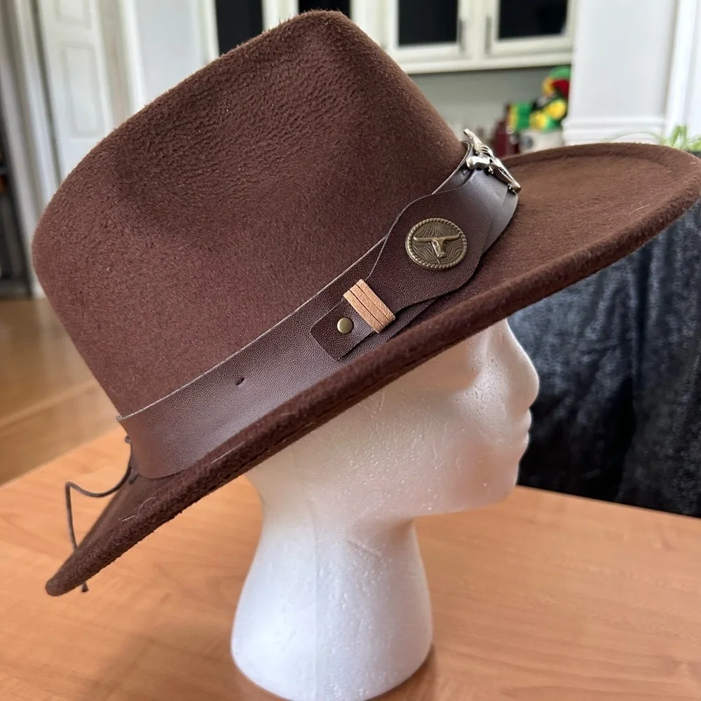 Cowboy Hat Women Western with Cow Head leather band sombrero adjustable